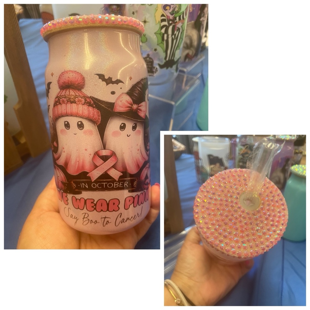 In October we wear pink ghost cup tumbler , NEW